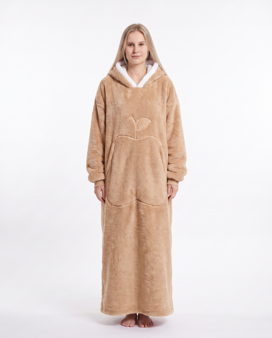 Hoddie™ bärbar filt-hoodie i beige