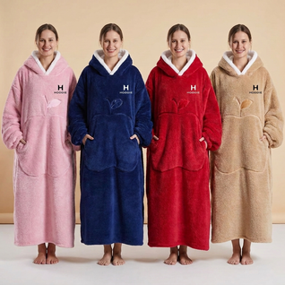 Hoddie™ Bärbar Filt-Hoodie – Oversized Mysfilt med Huva Unisex