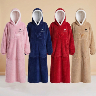 Hoddie™ Bärbar Filt-Hoodie – Oversized Mysfilt med Huva Unisex